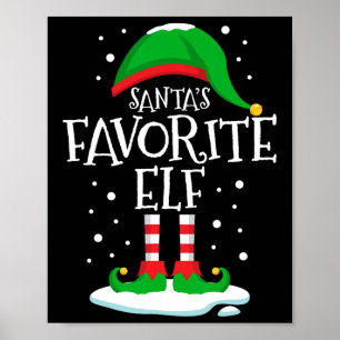 Santa's Favourite Elf Christmas Family Matching Xm Poster