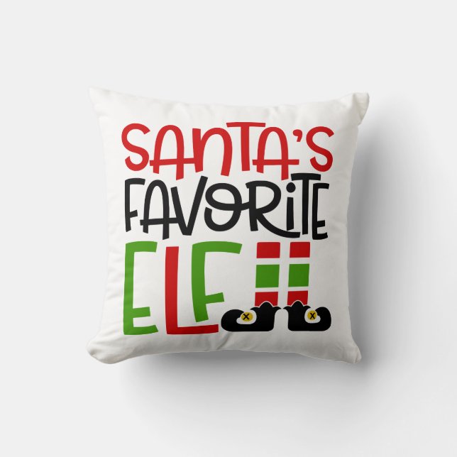 Santa's Favourite Elf Christmas Holiday Family Fun Cushion (Front)