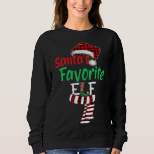 Santa's Favourite ELF Christmas Santa Red Plaid Cl Sweatshirt