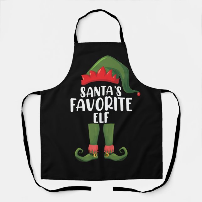 Santas Favourite Elf Matching Family Christmas Apron (Front)