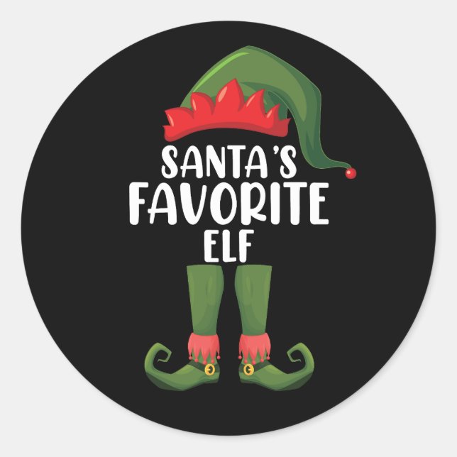 Santas Favourite Elf Matching Family Christmas Classic Round Sticker (Front)