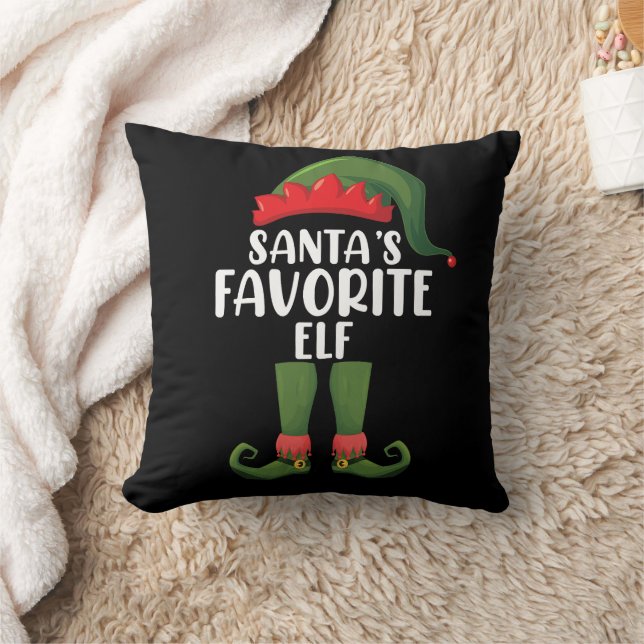 Santas Favourite Elf Matching Family Christmas Cushion (Blanket)