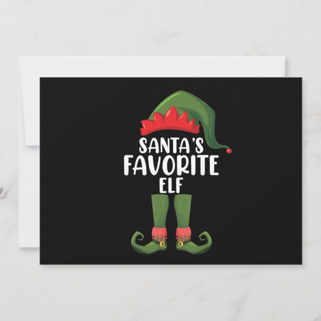 Santas Favourite Elf Matching Family Christmas Invitation (Front)
