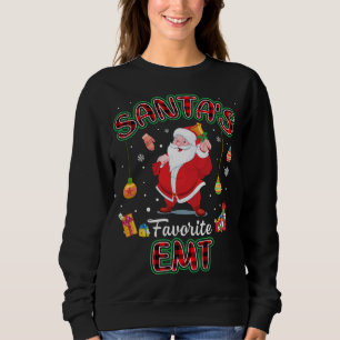 Santa's Favourite EMT Santa Red Plaid Christmas Sweatshirt