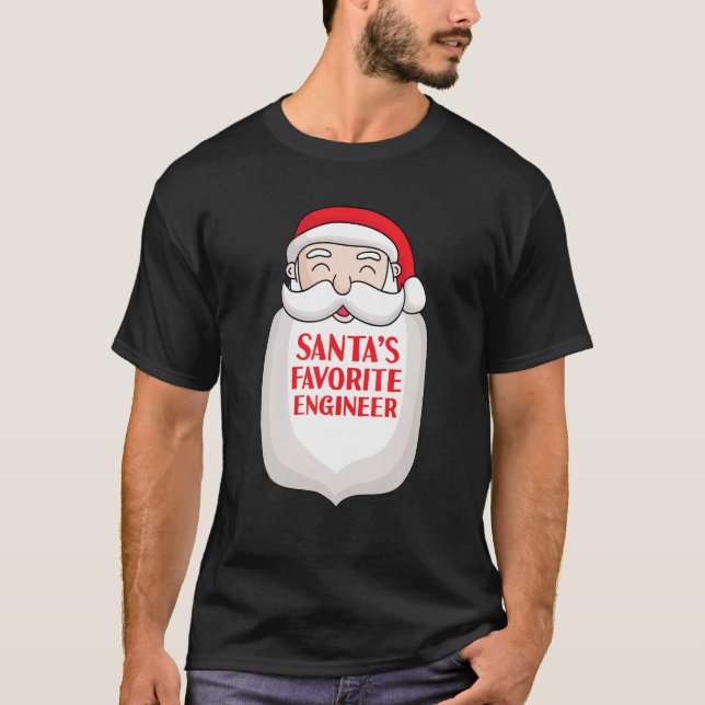 Santa's Favourite Engineer Funny Santa Christmas E T-Shirt (Front)
