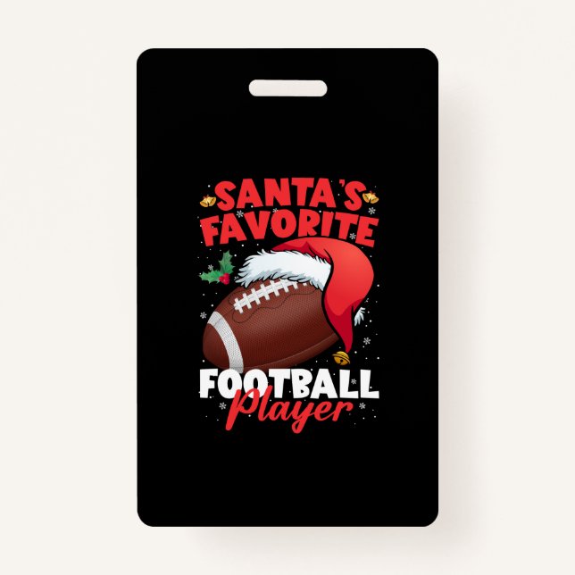 Santa's Favourite Football Player Christmas Pajama ID Badge (Front)