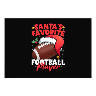 Santa's Favourite Football Player Christmas Pajama Photo Print