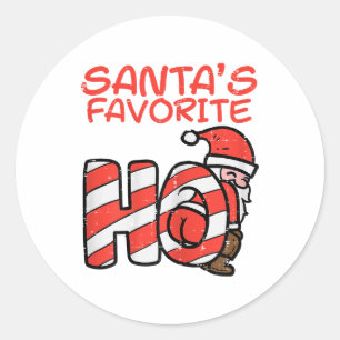 Santas Favourite Funny Naughty Adult Christmas Xma Classic Round Sticker