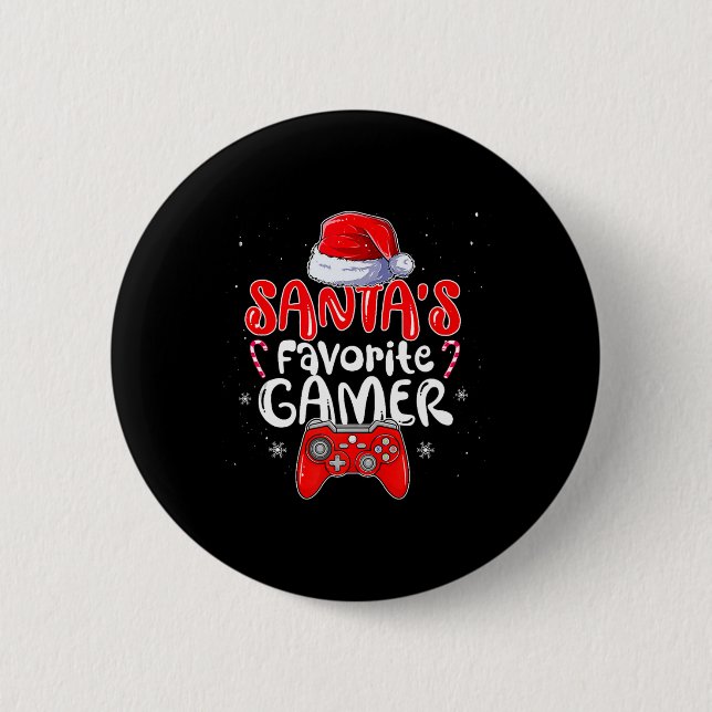 Santa's Favourite Gamer 6 Cm Round Badge (Front)