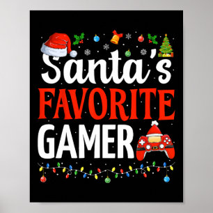 Santa's Favourite Gamer Christmas Funny Gaming Xma Poster