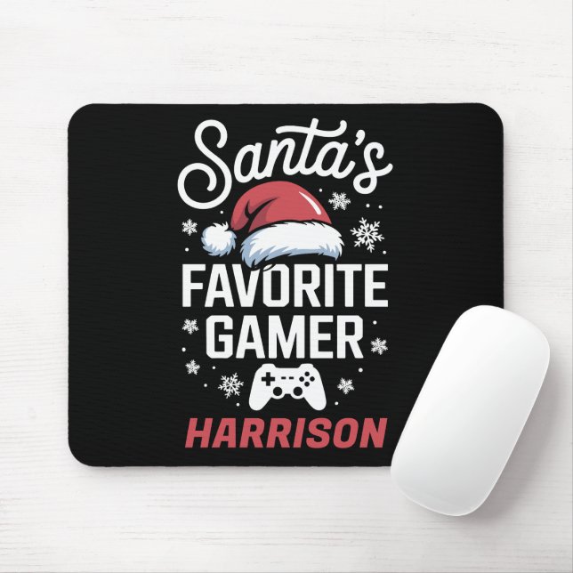Santa's Favourite Gamer Personalised Gaming Xmas Mouse Mat (With Mouse)