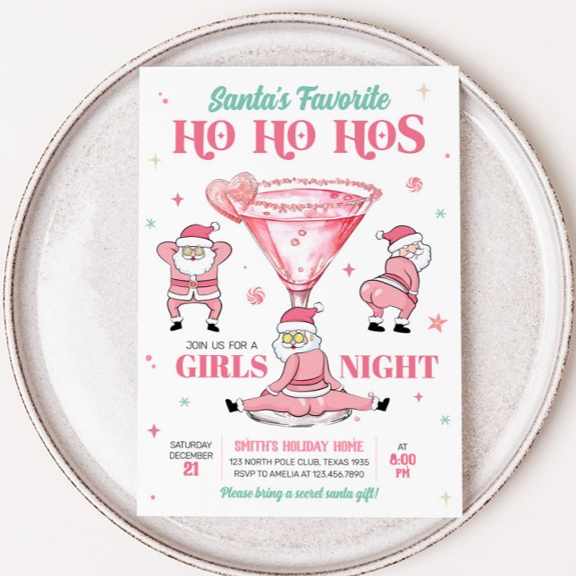 Santas Favourite Girls Night Christmas Party Invitation (Santa Funny Girls Night Christmas Party Invitation )