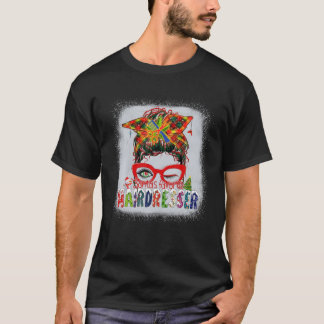 Santa's Favourite Hairdresser Messy Bun Christmas  T-Shirt