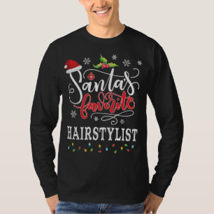 Santa's Favourite Hairstylist Santa Hat Christmas  T-Shirt