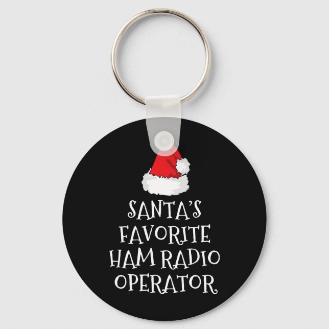 Santa's Favourite Ham Radio Operator Christmas Hat Key Ring (Front)