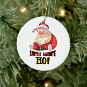 Santa's Favourite Ho Ceramic Tree Decoration