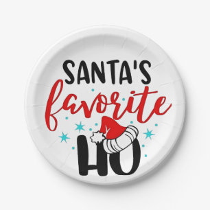 Santa's Favourite Ho Funny Christmas Xmas Paper Plate
