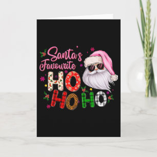 Santa's Favourite Ho Ho Ho Santa Claus Pink Christ Card