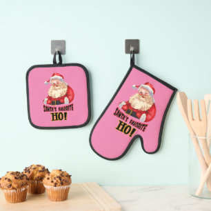 Santa's Favourite Ho Oven Mitt & Pot Holder Set