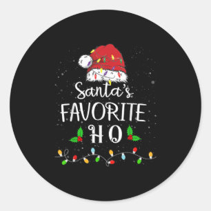 Santas Favourite Ho Red Santa Hat Xmas Funny Chris Classic Round Sticker