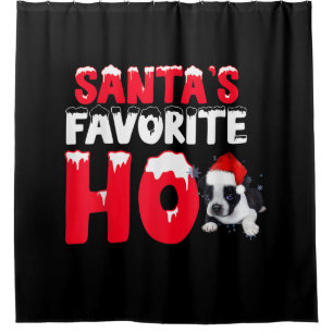 Santas Favourite Ho Santa Boston Terrier Dog Gifts Shower Curtain