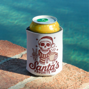 Santa's Favourite Ho Skeleton Snarky Christmas Can Cooler