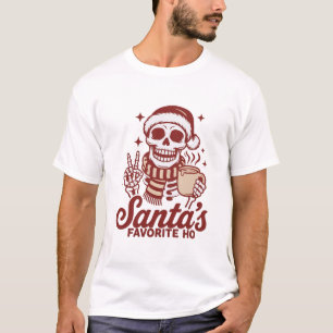 Santa's Favourite Ho Skeleton Snarky Christmas T-Shirt