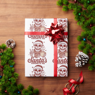 Santa's Favourite Ho Skeleton Snarky Christmas Wrapping Paper