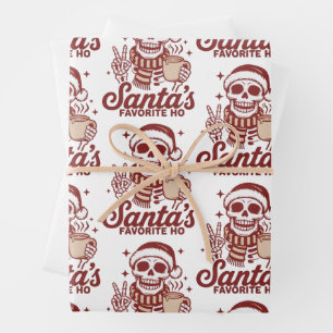 Santa's Favourite Ho Skeleton Snarky Christmas Wrapping Paper Sheet