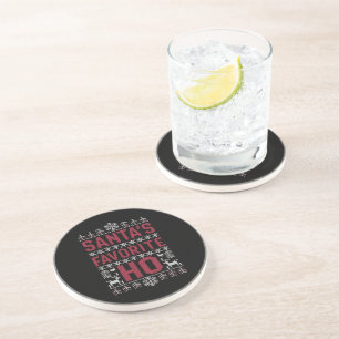 Santa's Favourite Ho Ugly Christmas Sweater Coaster