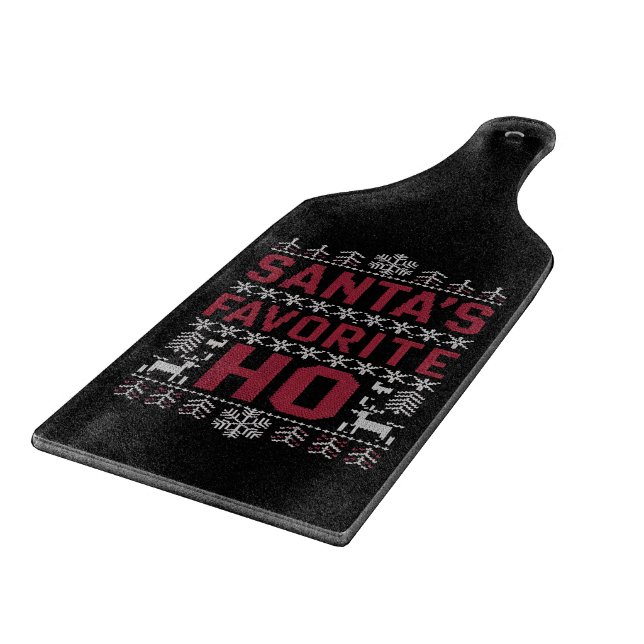 Santa's Favourite Ho Ugly Christmas Sweater Cutting Board (Corner)
