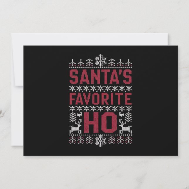 Santa's Favourite Ho Ugly Christmas Sweater Holiday Card (Front)