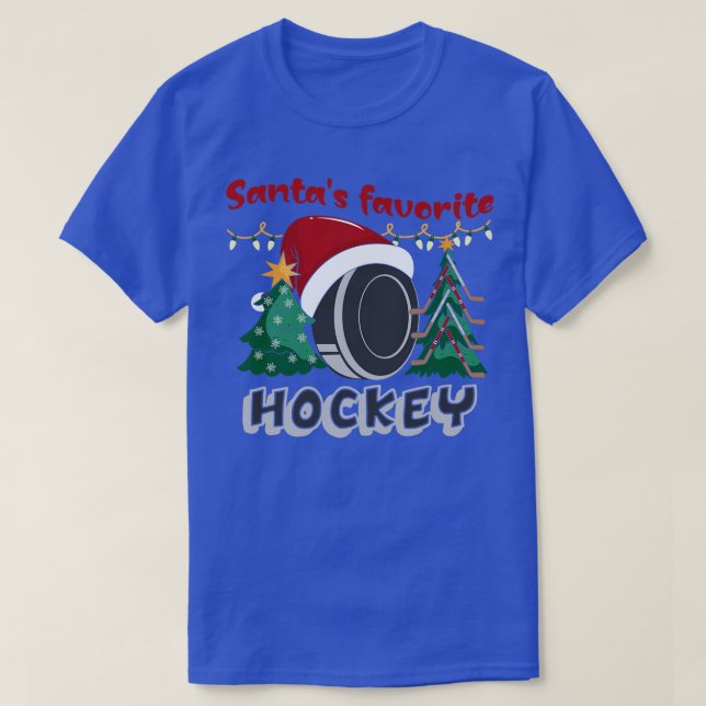 Santas Favourite Hockey Player Christmas Hockey Tr T-Shirt (Design Front)