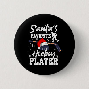 Santa's Favourite Hockey Player Christmas Pajama H 6 Cm Round Badge