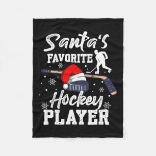 Santa's Favourite Hockey Player Christmas Pajama H Fleece Blanket