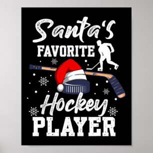 Santa's Favourite Hockey Player Christmas Pajama H Poster