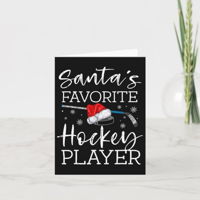 Santa's Favourite Hockey Player Fun Pajama Christm Card (Front)