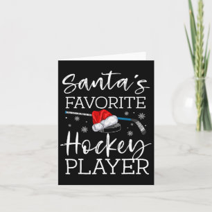 Santa's Favourite Hockey Player Fun Pajama Christm Card