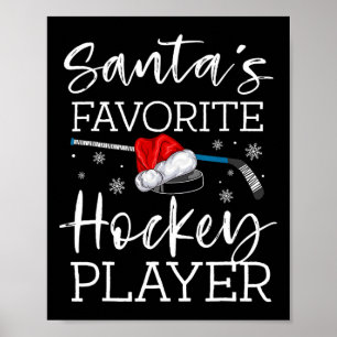 Santa's Favourite Hockey Player Fun Pajama Christm Poster