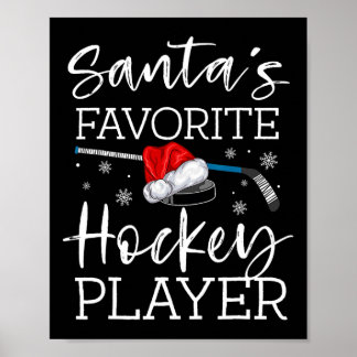 Santa's Favourite Hockey Player Fun Pajama Christm Poster