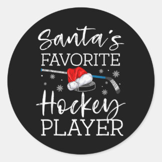 Santas Favourite Hockey Player Funny Pajama Classic Round Sticker
