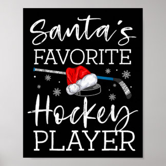 Santas Favourite Hockey Player Funny Pajama Poster
