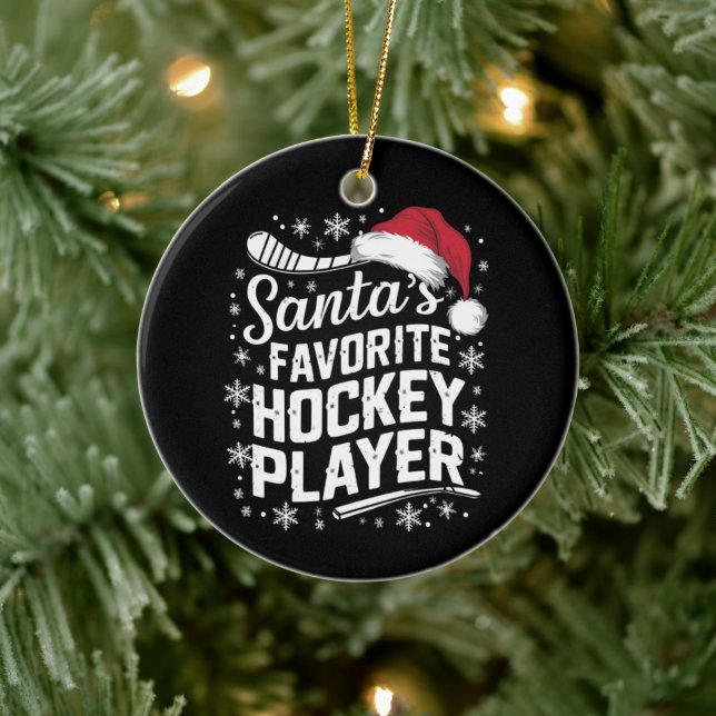 Santa's Favourite Hockey Player Pajama Christmas  Ceramic Tree Decoration (Tree)