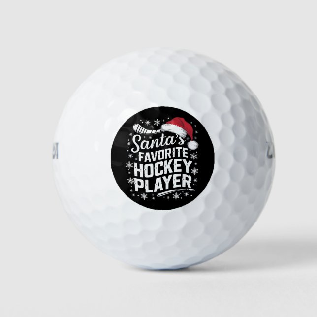 Santa's Favourite Hockey Player Pajama Christmas  Golf Balls (Front)
