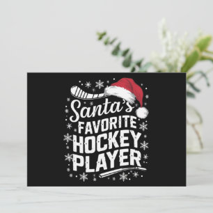 Santa's Favourite Hockey Player Pajama Christmas  Holiday Card