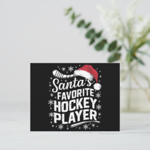 Santa's Favourite Hockey Player Pajama Christmas Holiday Postcard
