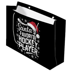Santa's Favourite Hockey Player Pajama Christmas  Large Gift Bag