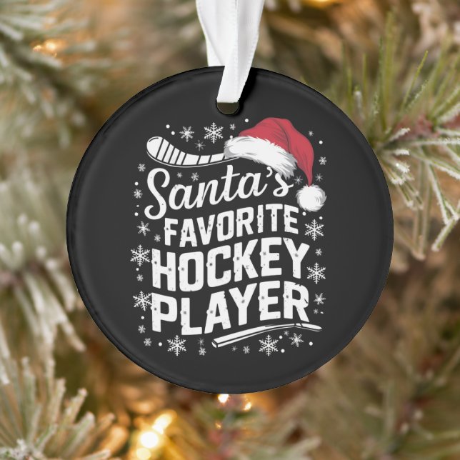 Santa's Favourite Hockey Player Pajama Christmas  Ornament (Tree)