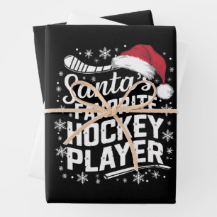 Santa's Favourite Hockey Player Pajama Christmas  Wrapping Paper Sheet