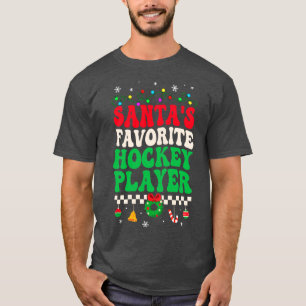 Santas Favourite Hockey Player Retro Christmas T-Shirt